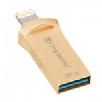 USB памет Флаш памет Transcend 32GB JetDrive Go 500 for APPLE Lightning/USB 3.1 Gen 1 Type A connectors for iPhone 7 Plus/7/6s Plus/6s/6 Plus/6/5s/5c/5, Gold