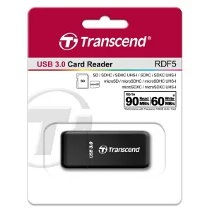 Оптично устройство Четец за флаш карта Transcend USB 3.0 SD/microSD SingleLun Card Reader, Black