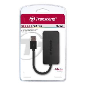 Оптично устройство USB 3.0 4портов хъб Transcend USB 3.0, 4Port HUB, Ultra slim and portable, Black