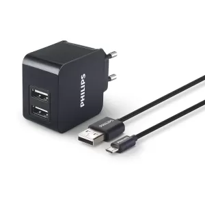 Philips универсално зарядно устройство за 2 USB устройства, 5 V, 3.1 A, вкл. USB кабел