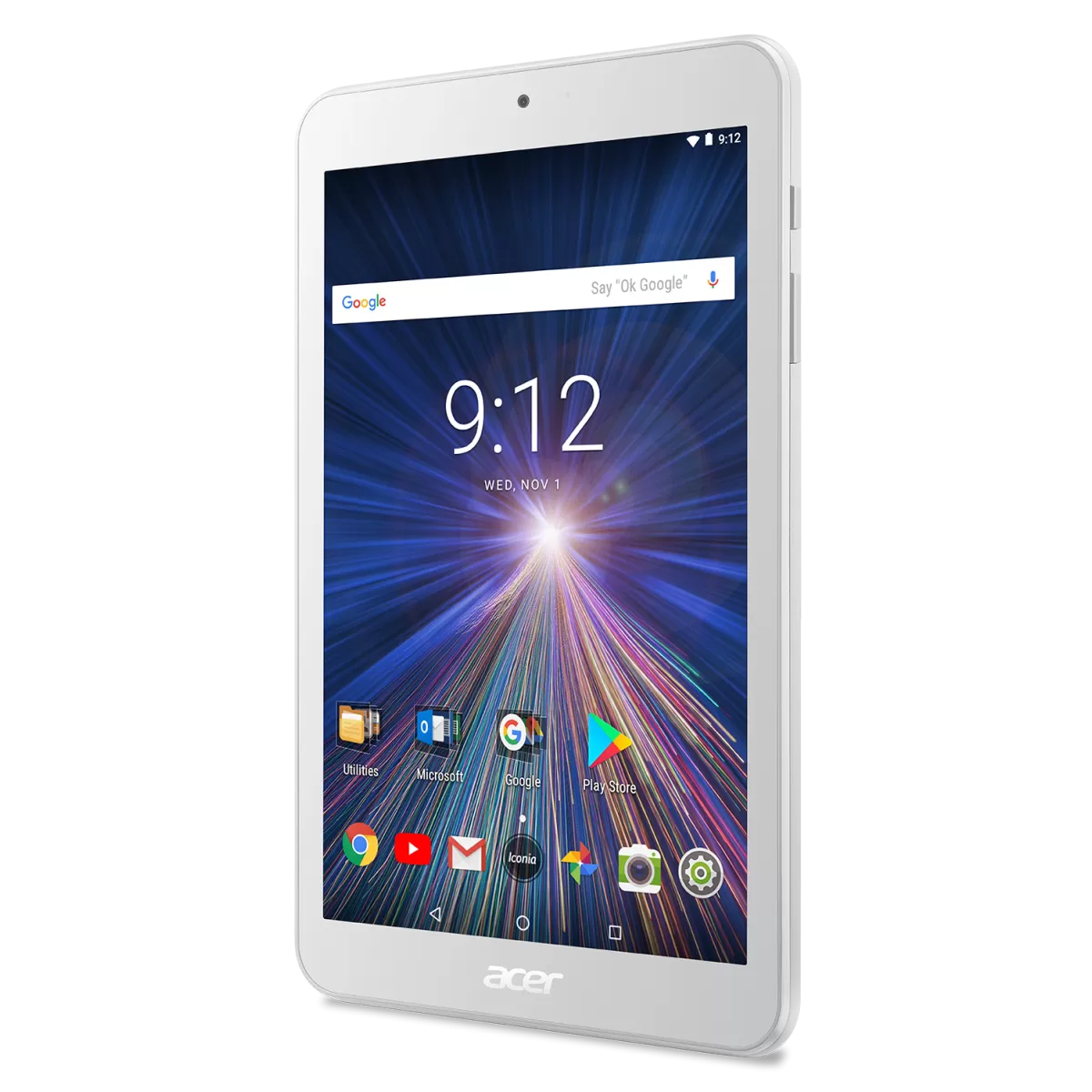 Таблет Tablet Acer Iconia B1870K3F9 (White) WiFi/8.0 WXGA IPS HD (1280x800) 16:10/MTK MT8167 quadcore Cortex A35 1.3 GHz/1GB/16GB eMMC/Cam 2.0 MP front, 5.0 MP rear/BT 4.0/GPS/Gsensor, Micro USB, microSD/1cell battery/Android 7.0 (Nougat)/White (rear cove